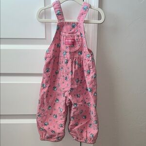 VINTAGE Paper Tag OshKosh B'gosh Pink and Blue Kids Floral Overalls